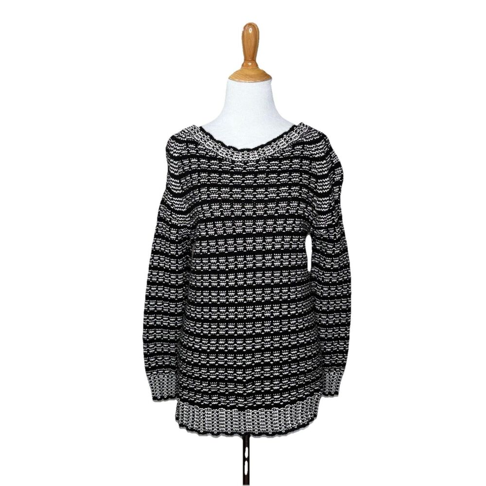 Surface To Air  Black White Chunky Knit Pullover Sweater Size 36 = Small  Womens